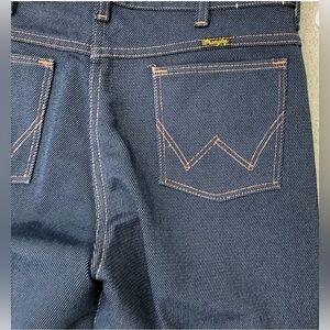 Vintage Men's Blue Polyester Wrangler Pants 34x34 (Measures 34x31)